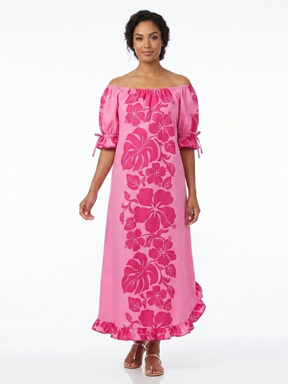 NWT Vintage PRINCESS KAIULANI Hawaiian Hibiscus Pink Muumuu Dress Small